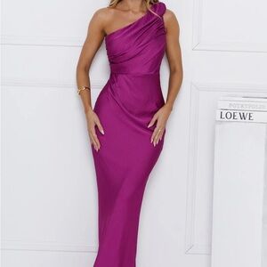 NWT Hello Molly Chase Your Power Satin Berry Dress- XS